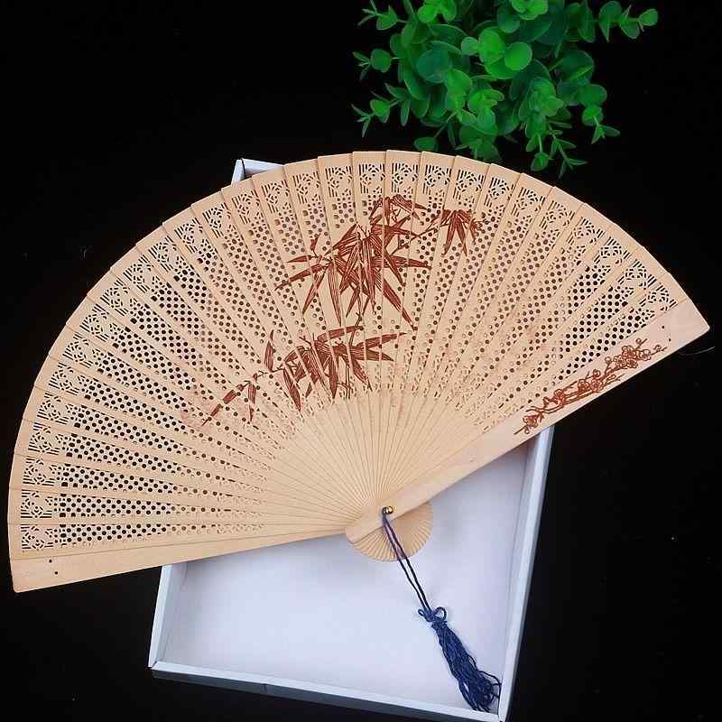 扇子 レディース おしゃれ 檀香 木製 折りたたみ 中国風 レトロ くり抜き 携帯用