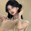 扇子 木製 透け 中国風 古風 レトロ ギフト 漢服 チャイナ風 折りたたみ 夏