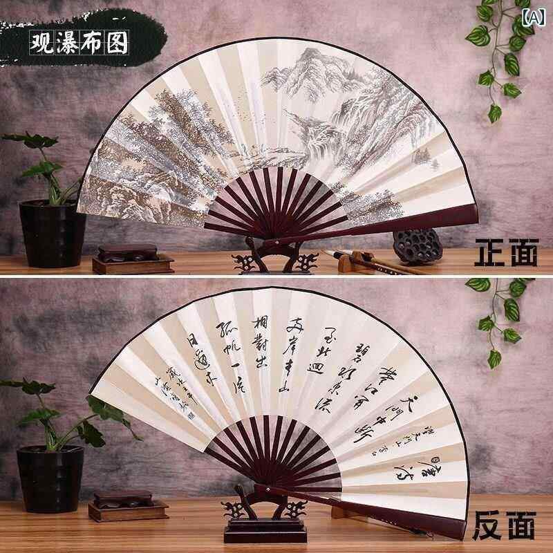 扇子 メンズ おしゃれ 木製 竹 レトロ ヴィンテージ風 中国風 折りたたみ 耐久性 紙 伝統工芸 レトロ ..