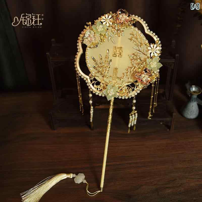 扇子 おしゃれ 新娘 琉璃 ドラゴン フェニックス 中国風 ウェディング レトロ 秀禾 漢服 婚礼 出嫁 遮面 花飾り きらきら 装飾品 披露宴 前撮り 写真撮影 上品 華やか 伝統的 披露宴アクセサリー