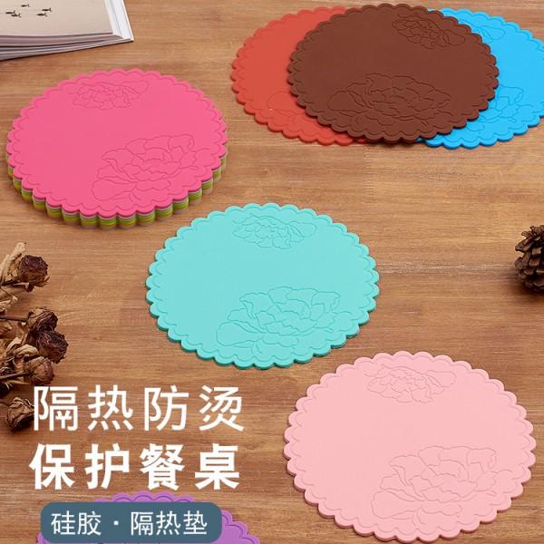 鍋敷き シリコン おしゃれ 厚み テーブル ポット 断熱 パッド マット 火傷防止 耐熱 コースター 滑り止め 花 フラワー 丸 円
