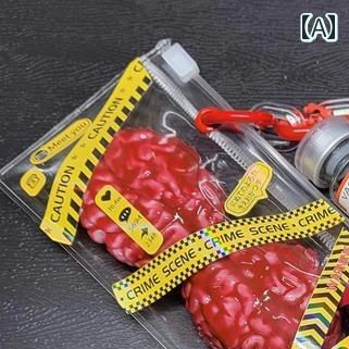 おもしろ おもちゃ 脳みそ ポーチ 筆箱 手提げ シリコン スライドジップ チェーンストラップ ハロウィ..