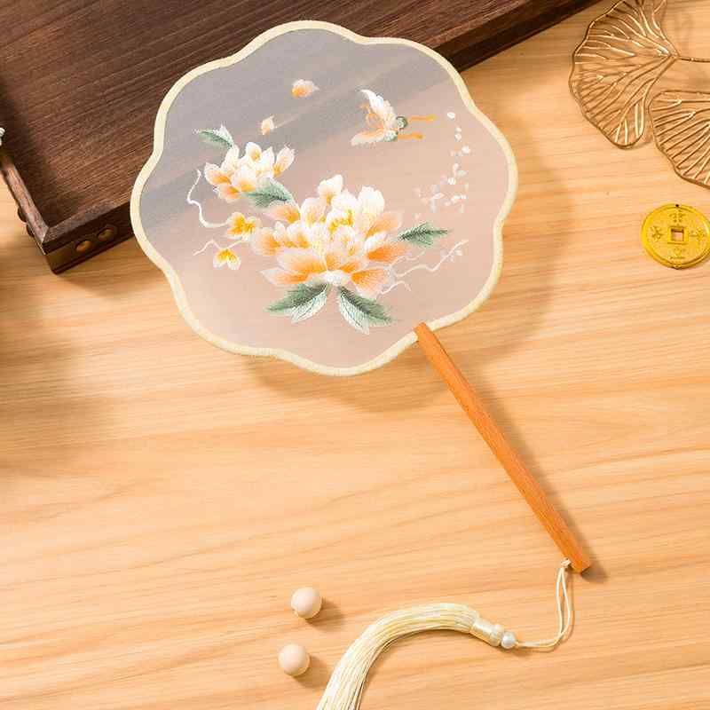 扇子 おしゃれ 中国風 刺繍 ダブルフェイス 華やか 花柄 舞踊用 中華風 漢服小物 レトロ団扇