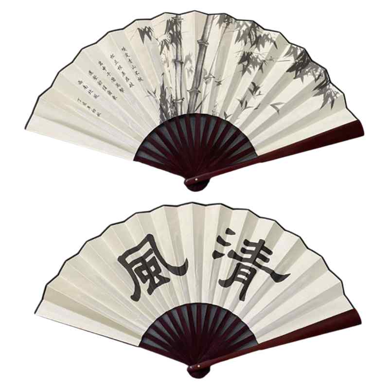 扇子 おしゃれ 中国風 夏 踊り用 折りたたみ 布 軽量 持ち運び便利 耐久 竹柄 イベント コスプレ 伝統飾り