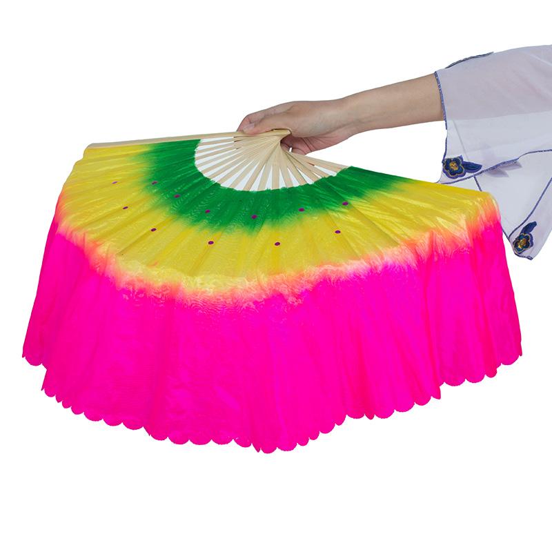 扇子 おしゃれ レディース 舞踊 用 両面 長め グラデーション 中国風 ダンス 団体 演出 大型