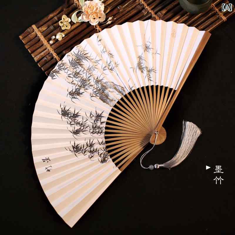 扇子 おしゃれ メンズ 中国風 レトロ 千里江山柄 折りたたみ 竹骨 宣紙 プリント 戯曲 アクセント 夏 ..