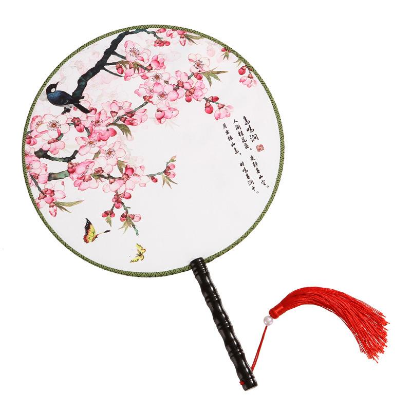 扇子 おしゃれ 中国風 両面 丸型 レトロ 宮廷風 漢服用 チャイナ風 舞扇 花鳥柄 カスタマイズ可