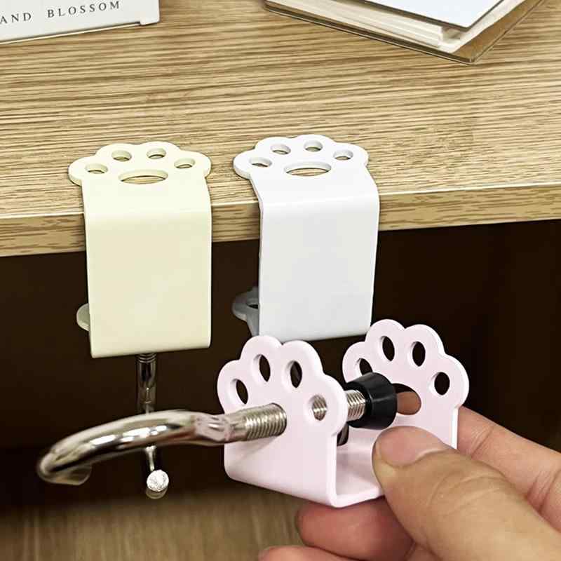 カバン掛け フック パステル テーブル 吊り下げ 調節 パンチ フリー リュック 水筒 猫の手 かわいい セ..