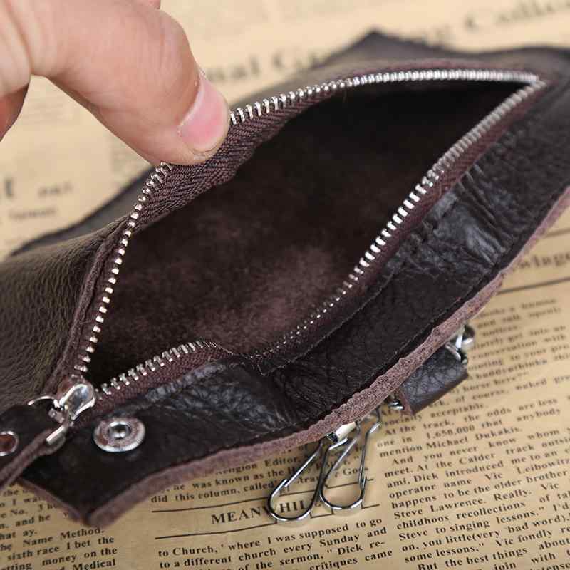 キーケース メンズ レディース 大容量 多機能 ファスナー開閉 小銭入れ カード入れ キーフック 縦型 シンプル コンパクト 革 牛革 ソフトレザー 実用的 ウエストポーチ 小物 豊富なカラー