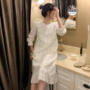 ネグリジェ レディース 宮廷風 レース 長袖 綿 春秋 パジャマ ルームウェア プリンセス レトロ スイート フェアリー ルームワンピース