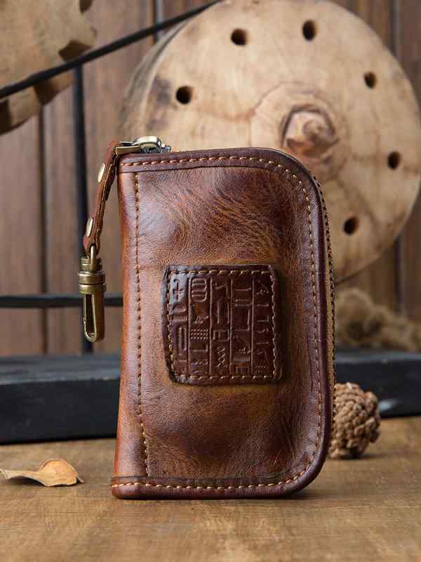 キーケース メンズ 腰掛け 革 牛革 ファスナー 多機能 一体型 スマートキー収納 財布 ウォレット 札入..