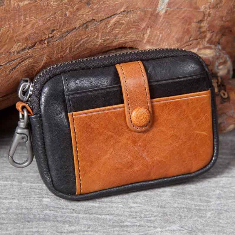 小銭入れ メンズ レディース 牛革 革 レザー レトロ ミニ コンパクト ファスナー ブラウン カード入れ ..