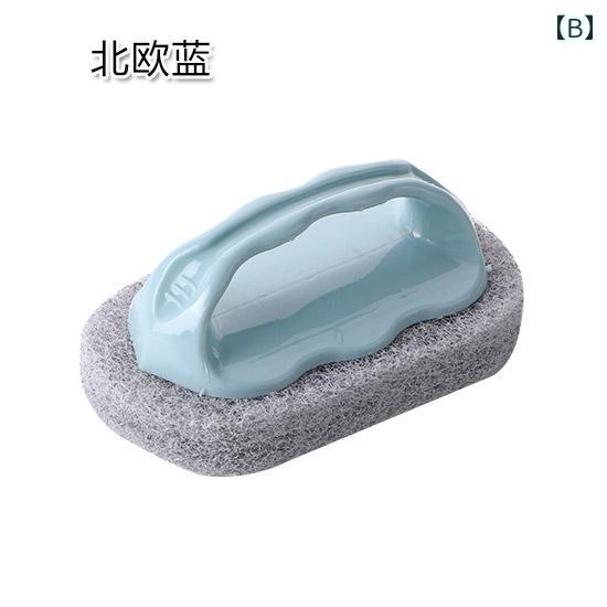 掃除用品 持ち手 スポンジブラシ キッチン コンロ タイル 浴室 浴槽 床用 多目的クリーナー バスルーム 台所 フロア 水回り清掃 北欧カラー ピンク ブルー グリーン
