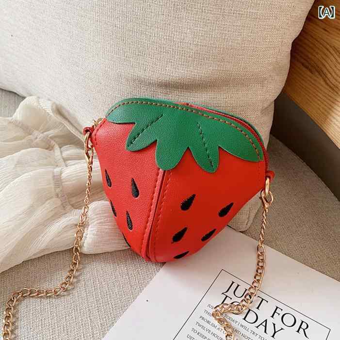 バッグ キッズ 女の子 ショルダーバッグ 斜め掛け ポシェット イチゴ柄 ミニ かわいい プリンセス おしゃれ 普段使い レッド ピンク ブラック グリーン イエロー ホワイト