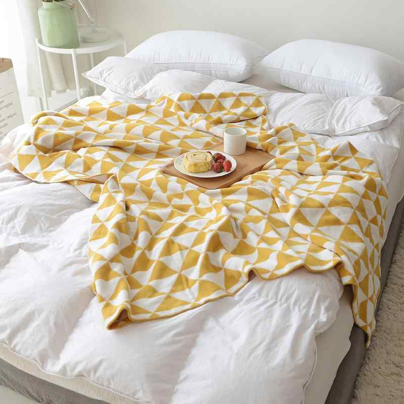 ブランケット 子供 オフィス 昼寝 ひざ掛け 綿 コットン ニット 北欧風 タオルケット オールシーズン ..