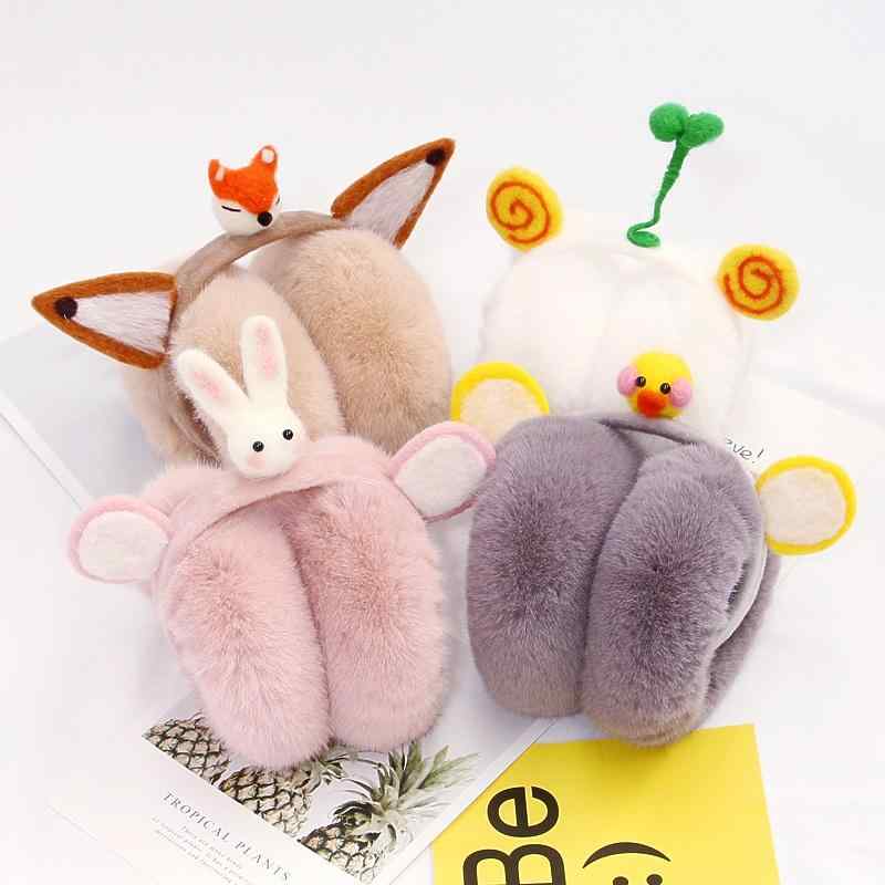 樂天商城 - イヤーマフ レディース 秋冬 防寒 ふわふわ もこもこ フェイクファー うさぎ耳 かわいい キャラクター あったか 防風 耳当て 学生 通学 アウトドア