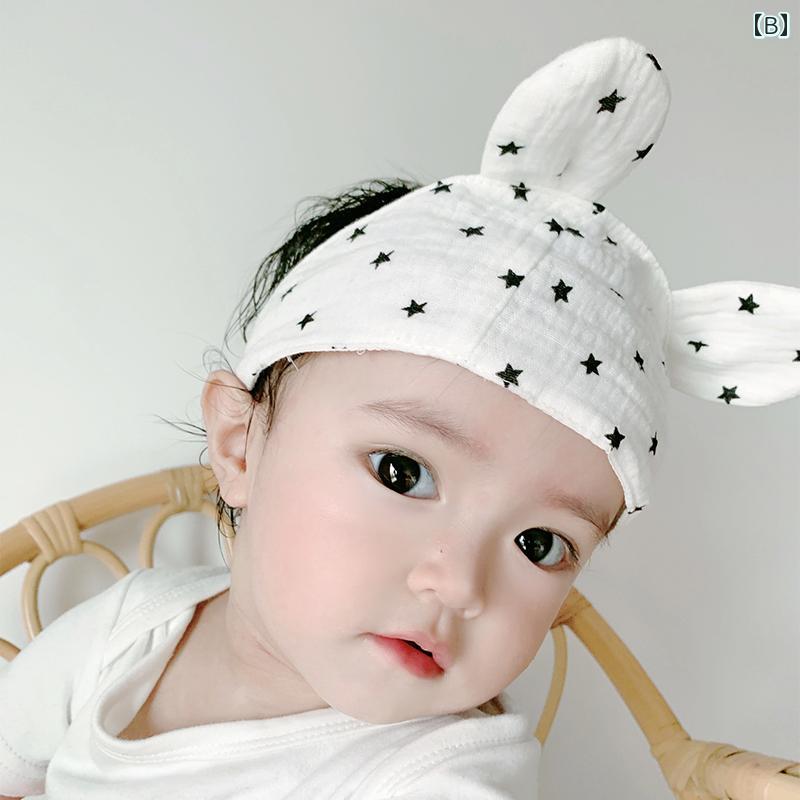 帽子 ベビー 新生児 赤ちゃん 女の子 頭部保護 薄手 接触冷感 通気性 UVカット かわいい プリンセス ホワイト 星柄 お出かけ 夏 春夏