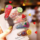 ヘアクリップ キッズ 女の子 ベビー パッチン留め 前髪クリップ 髪飾り フルーツモチーフ 花柄 かわいい カラフル 普段使い 髪留め 幼児