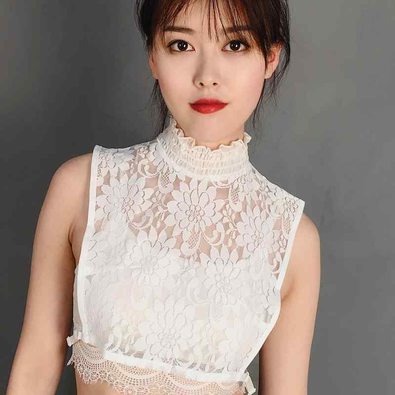 付け襟 レディース レース 花柄 透かし編み ポリエステル ブラウス シャツ セーター ニット ワンピース 重ね着 コーデ 韓国 大人かわいい 万能 白 黒