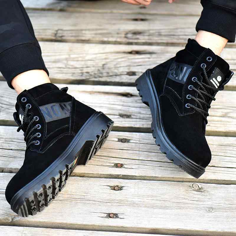 靴 メンズ 男性用 作業用 ワークブーツ ハイカット 鋼製先芯 耐衝撃 耐貫通 牛革 耐摩耗性 高耐久性 ケ..