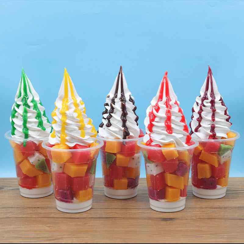 食品サンプル サンデー アイスクリーム フルーツ カップ ディスプレイ リアル フェイクスイーツ 店舗用..
