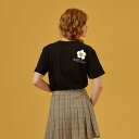 コットン ブラック フロント ショルダー 半袖 シャツ レディース スリム スリミング 夏 トップス
