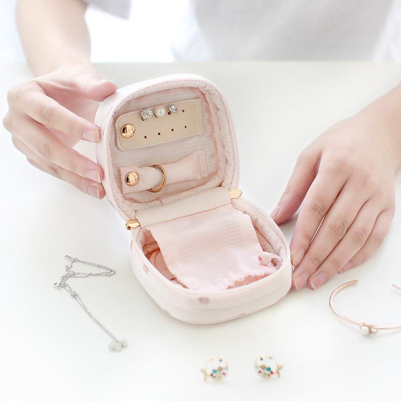 ジュエリーポーチ 携帯用 トラベル 収納 アクセサリー 化粧品 かわいい メッシュ 刺繍 ミニ 星 ピンク 青 緑(4)
