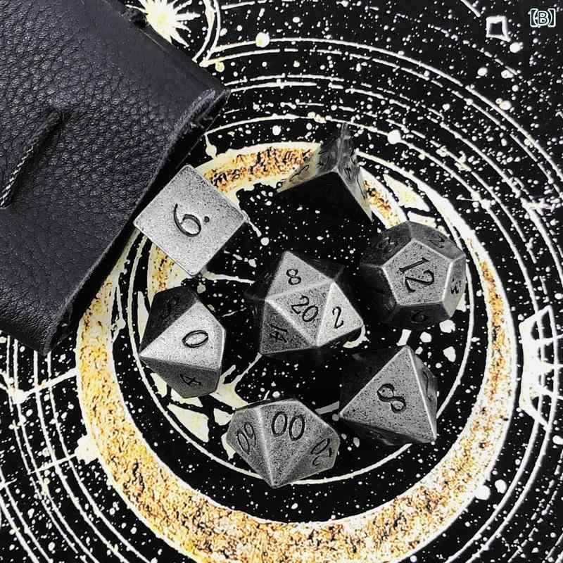 ダイス 金属製 ソリッド 堅牢 TRPG テーブルトークRPG ボードゲーム 卓上ゲーム用 ドラゴン 光沢 アンティークカラー 数字