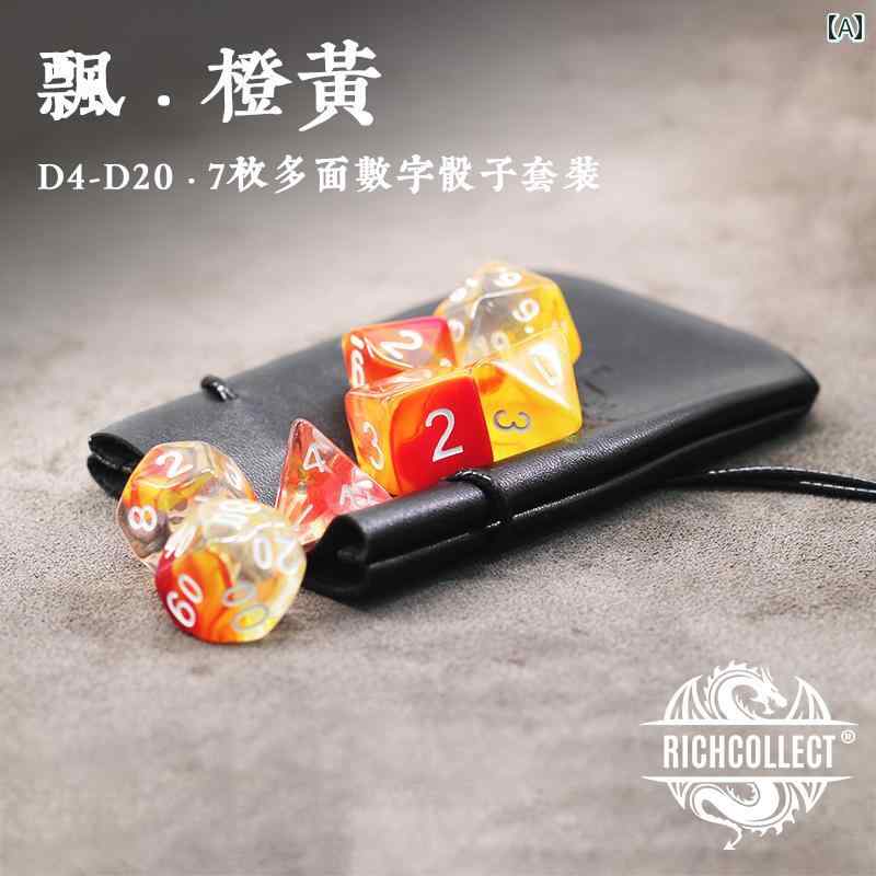 ダイス サイコロ アクリル 多面体 数字 TRPG D&D ダンジョンズ&ドラゴンズ COC コールオブクトゥルフ ングゲーム ボードゲーム 卓上ゲーム用品 オレンジイエロー 橙 黄