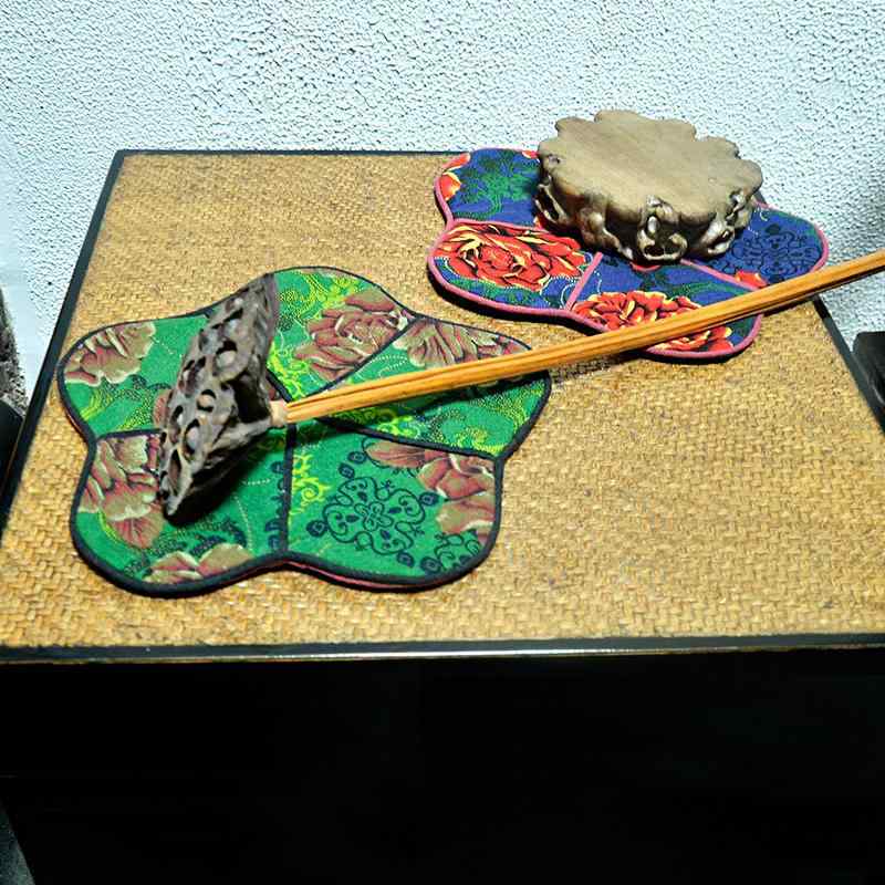 ランチョンマット 新中国風 レトロ クラシック 牡丹柄 ボタニカル柄 綿麻 円形 コースター 茶托 家庭用..