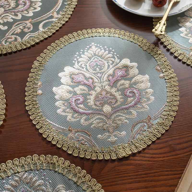 ランチョンマット 円形 布製 コースター 耐熱 断熱 ヨーロピアン おしゃれ ダイニング 食卓 ティーマッ..