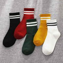 ソックス レディース 秋冬 綿 コットン ミドル丈 2本ライン スポーツ 学生 ルーズ 厚手 暖かい 暖かい カジュアル 普段使い 女性用