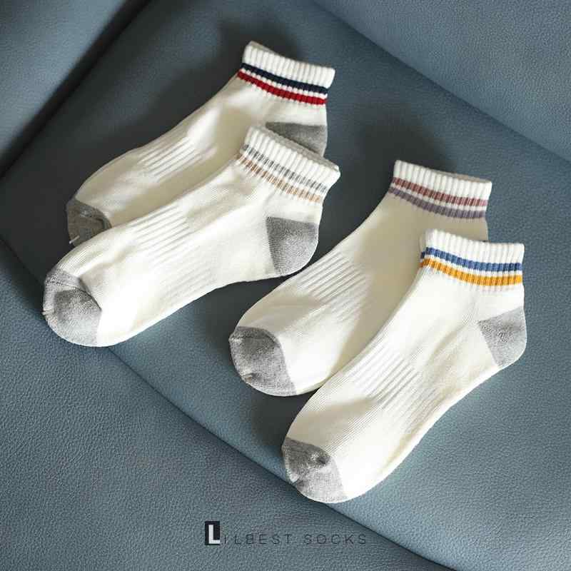 ソックス レディース 秋冬 精紡綿 コットン ショート丈 厚手 スクール風 ボーダー 柄 パイル地 クッション性 吸汗性 暖かい性 暖かい スポーツ 運動用 普段使い デイリー カジュアル