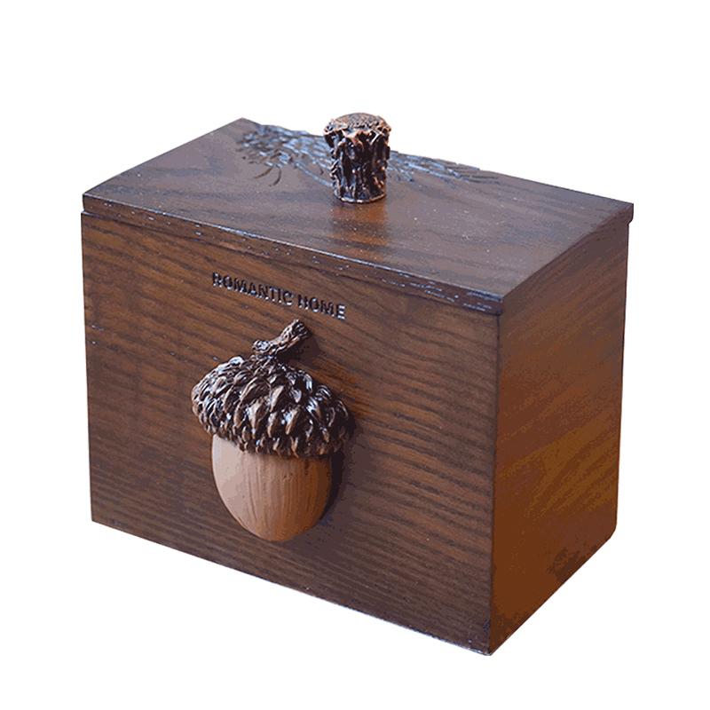 卓上収納ボックス 木製 どんぐり 松ぼっくり 爪楊枝入れ 綿棒ケース デンタルフロス 多機能 2WAY 仕切..