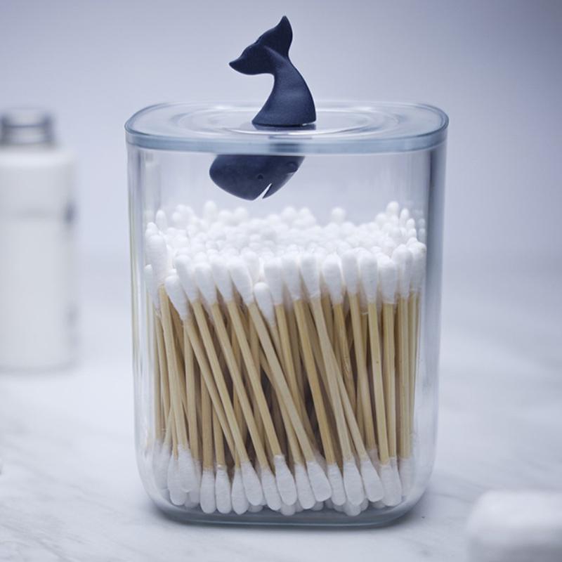 卓上収納ケース 化粧コットン 綿棒 爪楊枝入れ かわいい 個性的 おしゃれ 防塵 ホコリよけ フタ プラス..