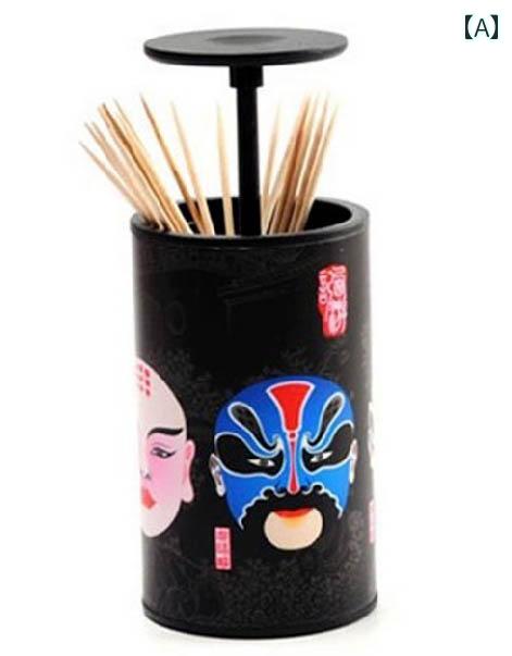 爪楊枝入れ 自動 プッシュ式 西遊記 京劇 伝統芸能 顔モチーフ ユニーク おしゃれ 卓上 つまようじケー..