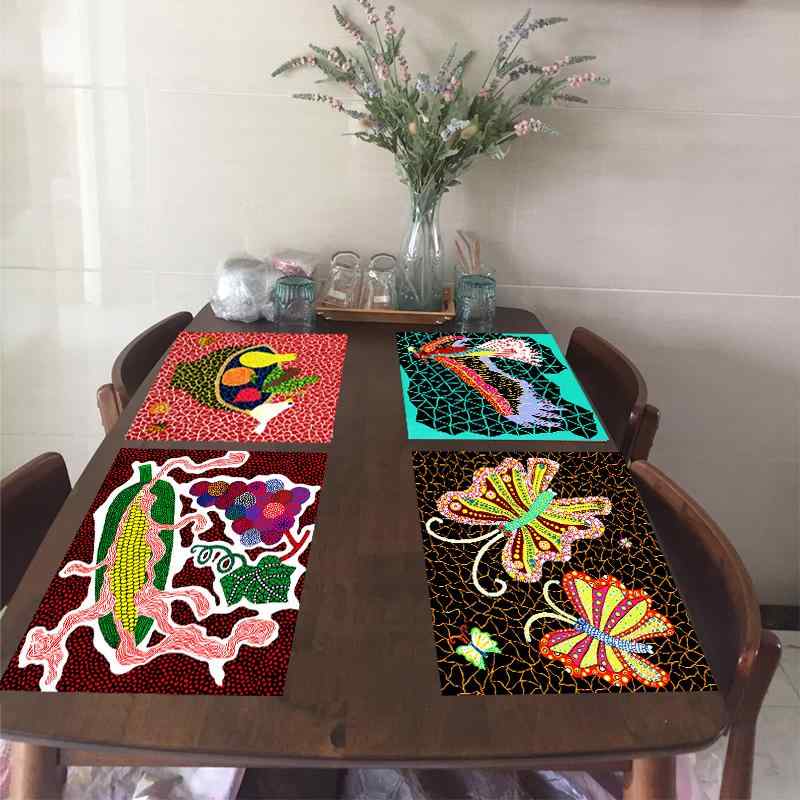 プレースマット ランチョンマット コースター 断熱マット 耐熱マット 和風 和モダン カボチャ 綿麻 ジ..