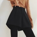 ハイウエスト ショートパンツ レディース 秋冬 おしゃれ シンプル カジュアル ウール ゆったり 黒 ワイドレッグ