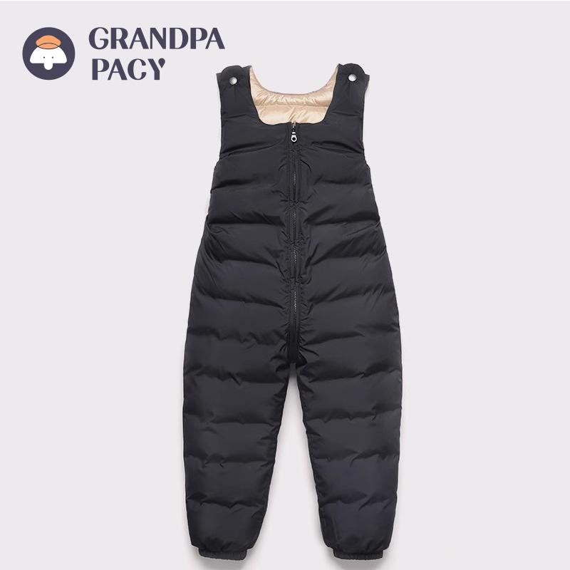 ダウンオーバーオール キッズ ベビー 子供服 女の子 男の子 ホワイト 厚手 あったか 暖かい 防寒着 冬用 お出かけ着 つなぎ サロペット ポリエステル ハイウエスト 股下開閉