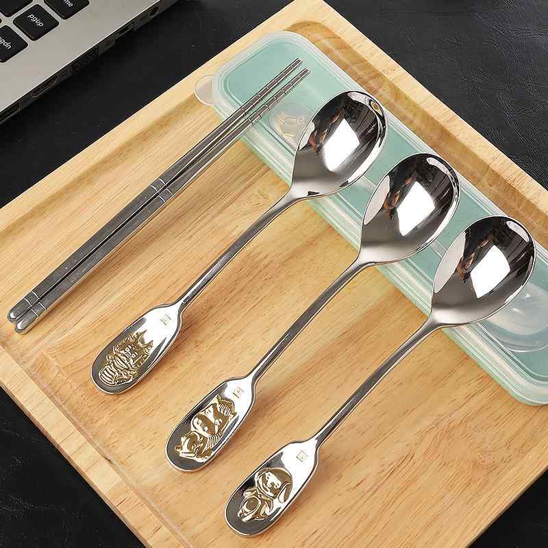 カトラリーセット 学生 ランチ用 お弁当 3点セット 304ステンレス製 携帯 かわいい キャラクター 1人用..