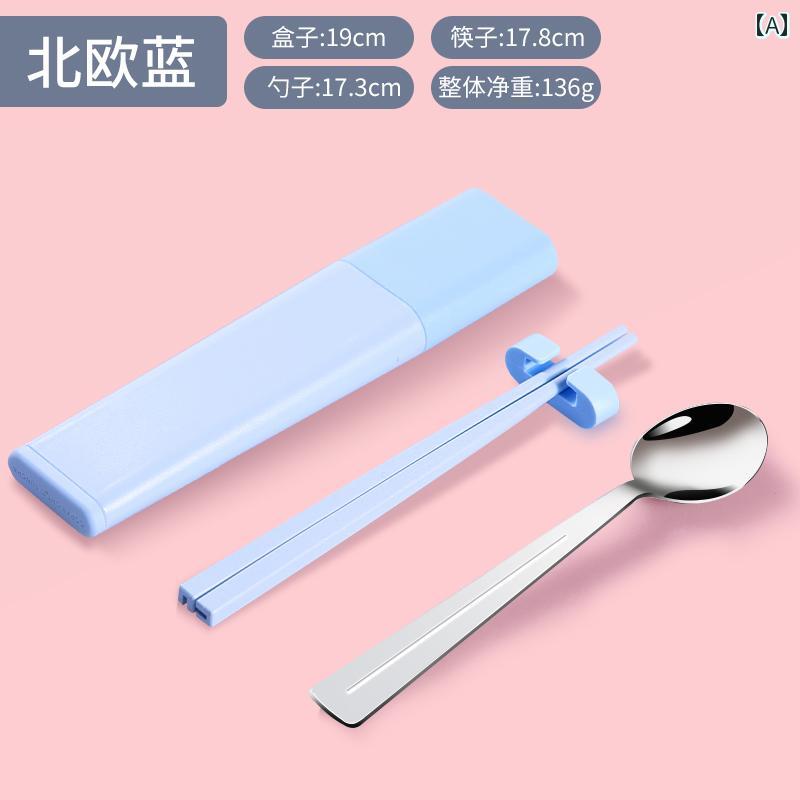 カトラリー 子供 学生用 ステンレス 箸 スプーン 2点セット 携帯用 軽量 コンパクト 収納ケース かわい..