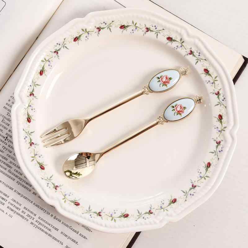 カトラリー ヴィンテージ イギリス風 レトロ 金メッキ ゴールドカラー ステンレス製 コーヒー用 デザー..