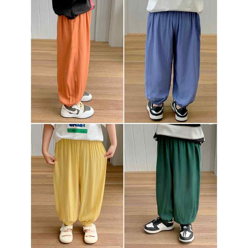 短裤 - パンツ ベビー キッズ 男の子 女の子 男女兼用 虫よけ 蚊よけ 薄手 接触冷感 春夏 ロング丈 サルエルパンツ ゆったり バルーンシルエット おむつ 普段使い お部屋着 ルームウェア 通気性 速乾