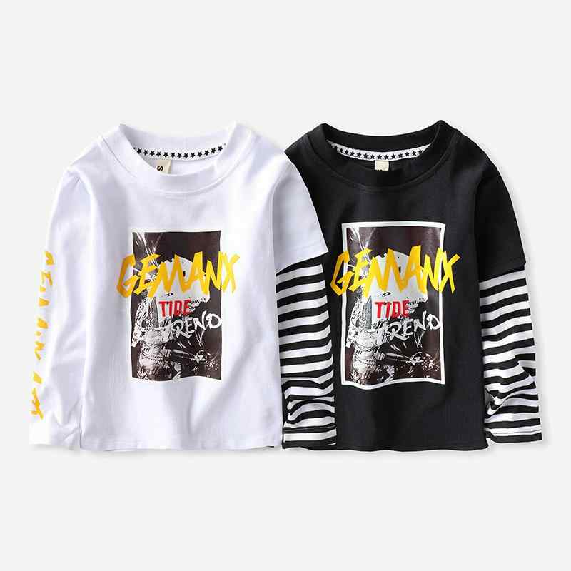 樂天商城 - Tシャツ 男の子 キッズ 長袖 重ね着風 重ね着風 インナー カジュアル 綿 コットン 吸汗性 吸水速乾 クルーネック ラウンドネック ブラック 黒 春秋