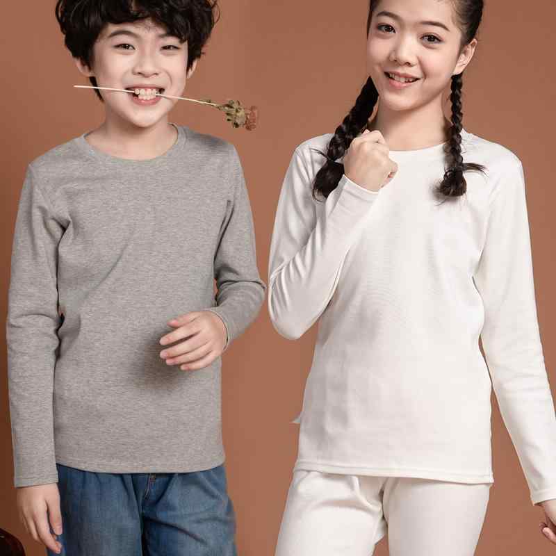 Other - トップス キッズ 男の子 女の子 ジュニア ラウンドネック 長袖 クルーネック Aクラス 綿 ニット 無地 インナー シームレス 縫い目なし 吸汗 春秋 普段使い 通園 通学 カジュアル