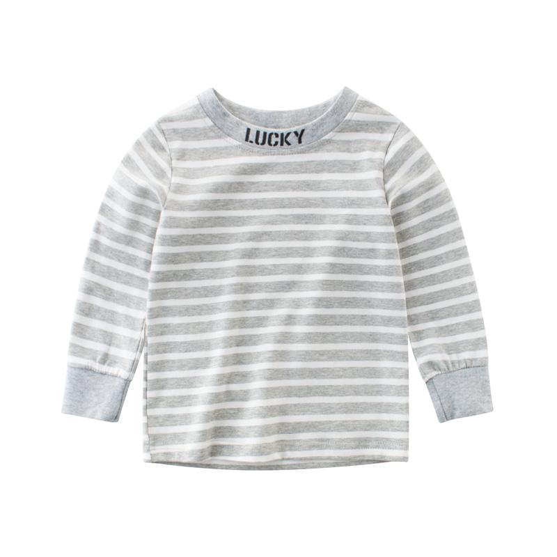 Tシャツ 男の子 キッズ ベビー クルーネック ラウンドネック 長袖 春秋 韓国風 綿混紡 ストライプ ボーダー 普段使い 通園 通学 カジュアル おしゃれ かわいい