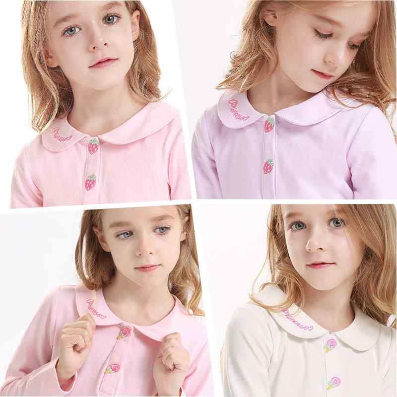 長袖Tシャツ 女の子 キッズ ジュニア 綿混 トップス 春秋 襟 おしゃれ かわいい 無地 伸縮性 普段着 通園 通学 カジュアル