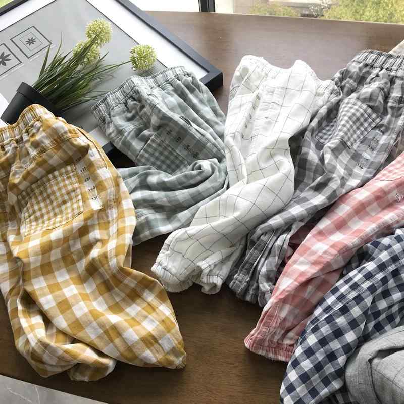 パンツ 男の子 キッズ 綿 綿ガーゼ チェック柄 薄手 夏 虫よけ 虫よけ 蚊よけ サルエルパンツ ロング丈 柔らか 通気性 部屋着 普段使い(4.0)