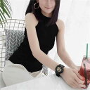 ニット レディース 春夏 韓国風 接触冷感 ホルターネック オフショルダー セクシー スリムフィット ショート丈 キャミソール 無地 白 黒 紫 ベージュ 普段使い