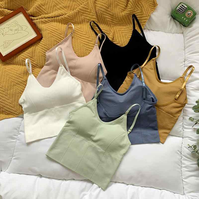 Camisole Knit - キャミソール レディース ニット カップ パッド Uネック バックシャン インナー トップス セクシー 部屋着 普段使い 重ね着 春夏 ストレッチ シンプル